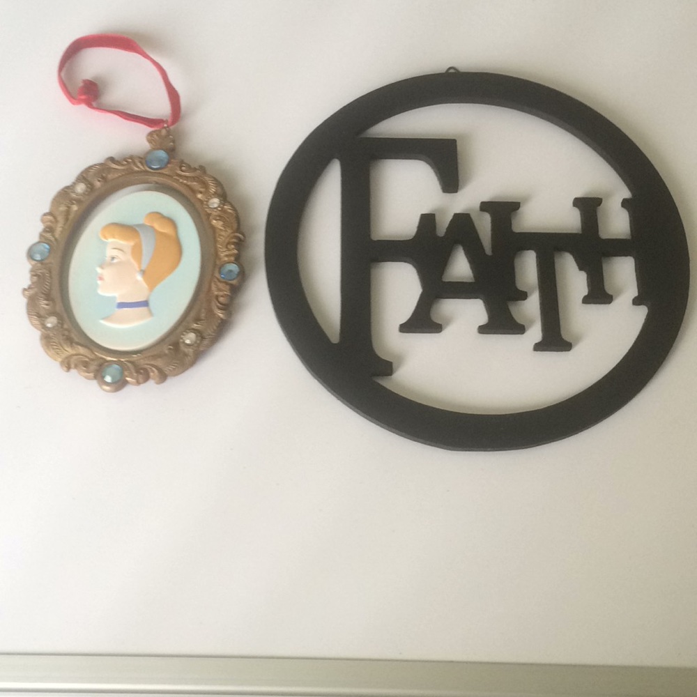 Disney Christmas ornament and Faith wall sign